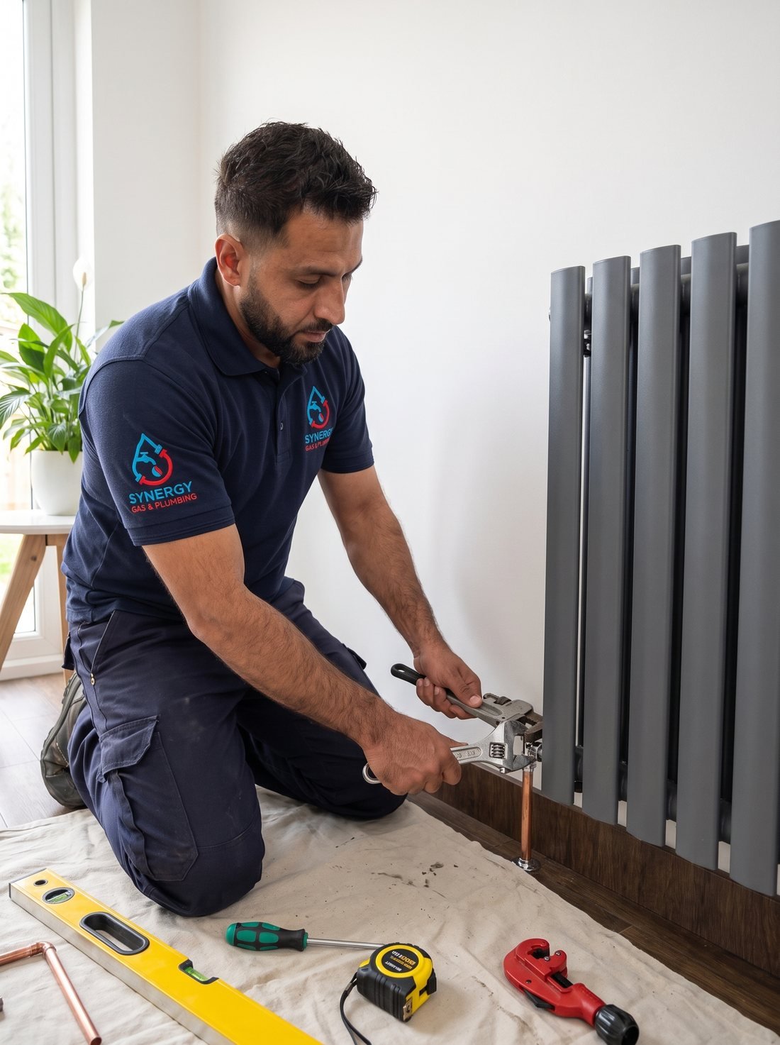 Radiator and heating controls in a Birmingham home